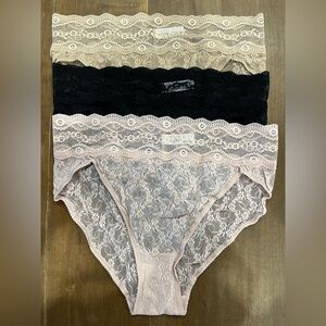 Lace Bikini Panty 3 Pack - Blush Pink, Black, Beige